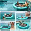 FBSPORT Inflatable Water Hammock Round Floating Ring, 10/8/6ft Inflatable Dock Floating Platform for Lake W/Cupholder, Sun Float Chill Raft Float Ring Tanning Pool Lounger Island Platform Pad