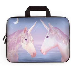 14 15 15.4 15.6 inch Laptop Handle Bag Computer Protect Pouch Holder Notebook Sleeve Neoprene Cover Soft Carrying Travel Case Fit Dell Lenovo Toshiba HP Chromebook ASUS Acer(Pink Two Unicorn)