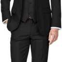 Men's Slim Fit 3 Piece Suit Two Button Business Wedding Dress Tux Suit Set Jacket Vest Pants with Tie (Black, S)
