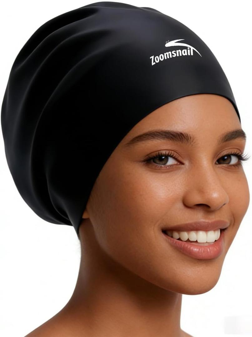 X-Large Silicone Swim Cap for Long Hair, 14.2in Long Waterproof Anti-Leak Seal for Braids, Dreadlocks, Weaves, Afros & Curls, Swimming Cap for Women & Men, Idea for Pool, Beach, Swimming