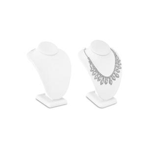 MOOCA Small Necklace Chain Jewelry Bust Display Holder Stand, Necklaces Display Mannequin, Necklace Bust, Jewelry Stand 6 1/4 in H, 3 7/8" W x 2. 5/8" D x 61/4" H, White Leatherette
