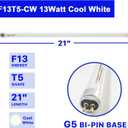 7 Pack 21 Inch T5 Fluorescent Light Bulb 13 Watt F13T5/CW Compatible for Sylvania Satco Philips GE Under Cabinet Tube Light Cool White 800 Lumen G5 Base 8 Count
