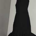 MakeMeChic Women's 2025 Summer Dress Casual Crochet Ribbed Knit Ruffle Hem Sleeveless Bodycon Tank Mini Dresses (Medium, Black)