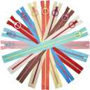 SHRJ 20pcs Resin Zippers with #3 Lifting Ring Pulls Close-end for Sewing Bulk, Nylon Plastic Zippers for DIY Tailor Sewing Craft Bags Garment Clothing, 10 Colors (20cm/8inch)