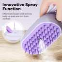 Cat Steam Brush for Shedding, 4 in 1 Brushs with Foldable Handle, Steam Brushs for Cats, Spritz Defur Comb for Cats, Water Brush for Cat, Pet Spray Hair Removal Comb (purple)