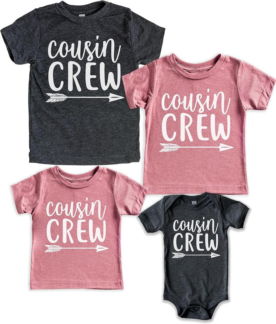 Teeny Fox Cousin Crew Shirts Tee Toddler T-Shirt Baby Bodysuit Set for Family Matching Outfit (Pink, M)