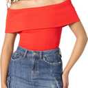 The Drop Women's Jan Off The Shoulder Knit Top (Red, XL)