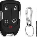 5 Button Key Fob Case for Chevy Silverado GMC Sierra 1500 2500 HD 3500 HD 2019 2020 2021 2022 2023 2024 HYQ1EA HYQ1ES Car Keyless Entry Smart Remote Key Fob Shell Cover Replacement with Keychain