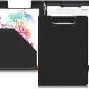 Clipboards Folder Hardboard by Office Solutions Direct with Memo pad Low Profile Clip Standard A4 Letter Size Classroom Supplies (Black)