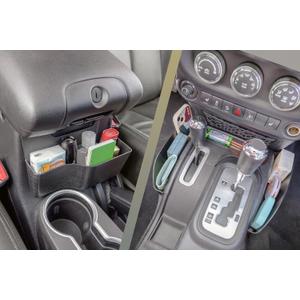 PIMCAR 2PCS Tray Compatible with 2011-2018 Jeep Wrangler JK/JKU Gear Shift Side Organizer and Center Console Hanging Storage Box, Unlimited Sahara Rubicon Sport Willy Interior Accessories