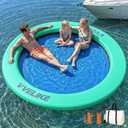 Water Hammock for Adults Heavy Duty, Large Round Inflatable Pool Lounger Float, 8ft Big Circle Floating Lounge Haven Lake River Island, Fits Multi-People Party Sunchill Tanning