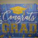 Avezano Blue and Gold Graduation Decoration 2025 Congrats Grad Backdrop for Class of 2025 Congratulate Graduation Party Decorations Banner Prom Photoshoot (Navy Blue, 7x5ft)