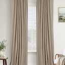 100% Blackout Shield Linen Blackout Curtains for Bedroom 84 Inches Long, Back Tab/Rod Pocket Living Room Drapes, Thermal Insulated Blackout Curtains 2 Panels Set, 50" W x 84" L,Burlywood Birch
