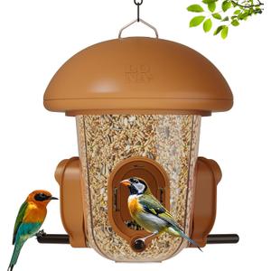 LONA Bird Feeders for Outdoors Hanging  3 Separate Compartments, 3 Feeding Ports, Weatherproof Dome & 3 Ways to Hang, Large Capacity for Cardinals/Finches (Brown (Normal)