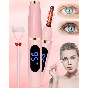 Heated Eyelash Curlers - Eye Lash Curler Heat - Mini Electric Eyelash Curler with LED Display 3 Temp Settings USB Rechargeable Natural Curling 24H Long Lasting for Women Makeup Tools Gifts