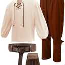 Kids Medieval Costume Boys Renaissance Cosplay Viking Belt Pouch Accessories for Halloween M