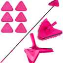 JEHONN Wall Mop with Long Handle 80 inches, Upgraded 180 Collapsible Baseboard Cleaner Tool with Squeegee, Ceiling Duster with 3 Microfiber and 3 Chenille Pads for Cleaning Window, Cabinet (Rose Red)