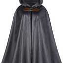 TOONRAIN Men's Adult Medieval Cloak Hoodie Retro Role Playing - Renaissance Cape Costume (31", Grey)