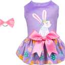 CuteBone White Rabbit Dog Easter Dress Velvet for Small Dogs Girl Eggs Skirt Puppy Purple Dresses Dog Clothes CVA19S-D, Size S
