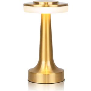 Cordless Metal Desk Lamp, Touch Sensor Control LED Table Lamp,3 Color Stepless Dimmable Battery Powered Lamp for Living Room, Dorm, Home Office (Gold)