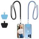CACOE Phone Lanyard-2 PCS Adjustable Neck Strap,Universal Crossbody Multifuctional Cell Phone Lanyards Compatible with Most Smartphones(Black+Light Blue)