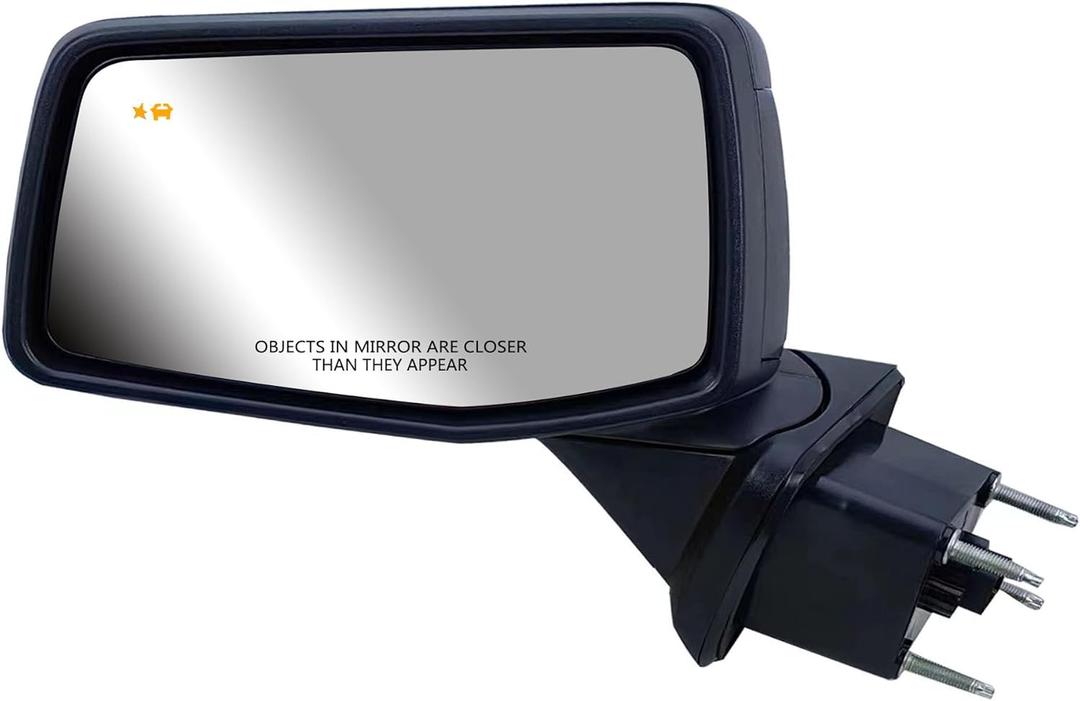 Replacement Driver Left Side Door Mirror Power Heated Glass Chrome and Textured Back Cover and BLIS (Blind Spot Sensor) Manual Folding for GMC Sierra 1500 from 2019 to 2025