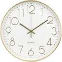 Wall Clock 10 Inch Non-Ticking Silent Modern Simple Style Round Decor Clock Gold Stereoscopic Dial Quartz Wall Clocks for Home/Office/School/Living Room/Bedroom/Kitchen