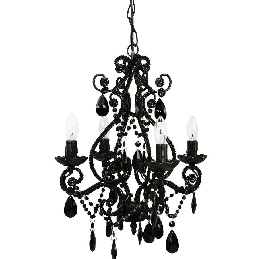 Tadpoles Mini 4-Bulb Vintage Chandelier - White Diamond | 14" x 14" x 17" | Plug-In or Hardwired | Uses Four 25-Watt E12 Candelabra Bulbs | Faux Crystal Chandelier