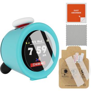 Liquid Silicone Case and 2 Pack HD Films for Nintendo Sound Clock Alarmo, Transparent HD Clear Screen Protector Compatible with Alarmo Nintendo, High Definition Anti-Scratching Anti-Fingerprint (Blue)