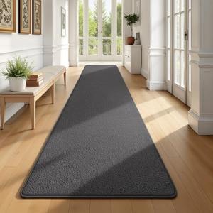 Runner Rug for Hallway, 2x10 Feet Non-Slip Washable Dark Grey Long Area Rug Runners for Hallways Bedroom, Soft Modern Comfy Memory Foam Runner Rugs Indoor Carpet for Kitchen Entrance Living Room