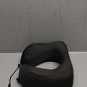 MLVOC Travel Pillow 100% Pure Memory Foam Neck Pillow, Comfortable & Breathable Cover, Machine Washable, Airplane Travel Kit with 3D Contoured Eye Masks, Earplugs, and Luxury Bag, Standard (Black)