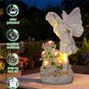 Garden Angel Statue Solar Outdoor Figurine Sculpture 11“ H, 6.3 x 4.3 x 11.0 Inch