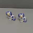 Staffordshire Dog Salt and Pepper Shaker Set - Hand-Painted Ceramic (Blue and White)