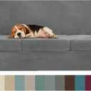 ZNSAYOTX Oversized Velvet Couch Cover 4 Piece (92"-115") Stretch Sofa Covers for 3 Cushion Couch Thick Soft XL-Slipcover with Non Slip Strap, Dog Pet Friendly Nice Furniture Protector (Grey)
