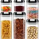 6-Piece Airtight Food Storage Containers with Lids - BPA-Free Kitchen Pantry Canisters for Cereal, Pasta, Snacks, Candy & Dry Foods, Stackable Space-Saving Design