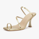 Carcuume Women's Square Toe Heeled Sandals Strappy Kitten Heels, size 10