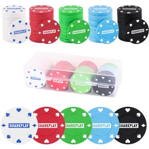 Plastic Poker Chips Set with Storage Box for Blackjack, Texas Hold'em, Night Poker Games