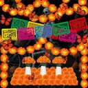 Marigold Garland for Decoration Artificial Marigold Flowers Butterfly for Day of The Dead Decorations Dia De Los Muertos Indian Diwali Altar Halloween Home Indoor Decor (45, Orange)