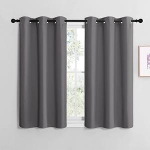 NICETOWN Blackout Curtain Panels for Bedroom, Grey, 2 Panels, W29 x L20-inch, Thermal Insulated Grommet Top Blackout Draperies and Drapes for Basement