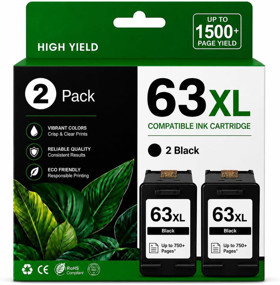 63XL Black Ink Cartridge Combo Pack, 2 Pack