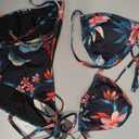 3 Piece Swimsuits Women Bikini Sets Triangle Halter Bathing Suit with Sexy Mesh Beach Cover Up (Black, M)