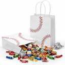 Zhoeybubi 12 Pcs Baseball Party Favor Bags, Small Gift Bags with Handles, Paper Snack Candy Treat Goodie Bags for Kids Adults, Baseball Themed Birthday Party Decorations Supplies