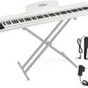 ZHRUNS Digital Piano 88 Key Weighted, Full Size Electric Keyboard Piano for Beginners, Portable Piano Keyboard with Sheet Music Stand, Sustain Pedal, Power Adapter, White (Keyboard Only)