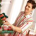 BRISIRA Mens Christmas Shirt Santa Claus Hawaiian Ugly Collared Short Sleeve Printed Button Party Casual Regular Fit S - 6XL (Large)