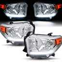 Headlights Assembly for 2016-2021 Toyota Tundra w/LED DRL w/Level Adjuster
Replacement Headlamp Driver Passenger Side, Chrome Housing Amber Reflector