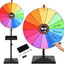 24-inch Prize Wheel, Adjustable 32"-61" Height Desktop & Floor Stand Spinning Prize Wheel, Storable Prize Wheel Spinner, Suitable for Party, Carnivals and Tradeshow