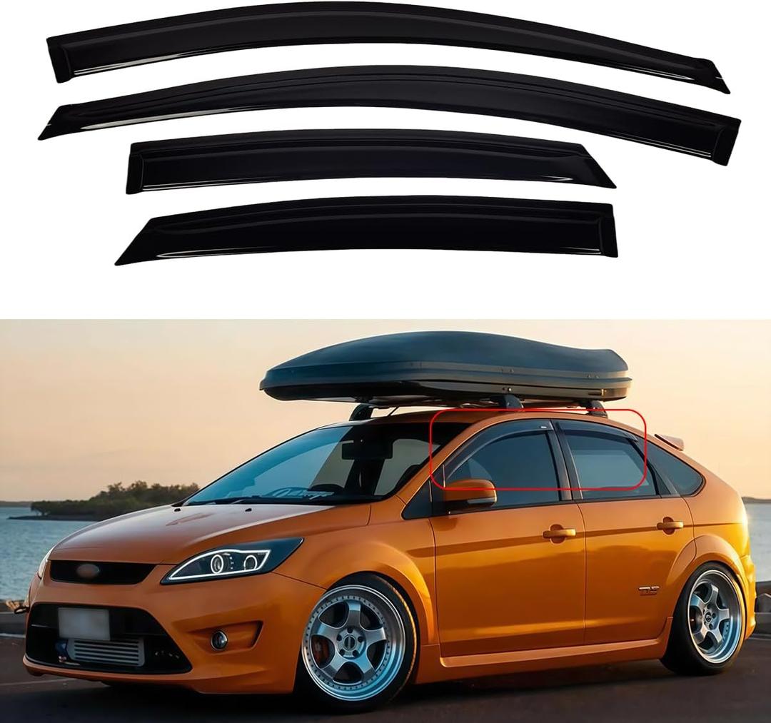 Window Visors Compatible with 2008-2011 Ford Focus SedanRain Guards Sun Shields Window DeflectorTape-On Style4PCS