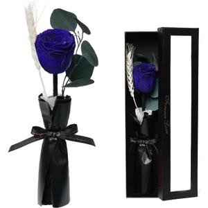 Forever Flower, Preserved Rose Birthday Gifts for Women, Her, Wife, Mom, Prime Eternal Roses Gifts for Mothers Day, Valentines Day, Anniversary, Graduation, Wedding, Single Rose Real Rose (Blue)