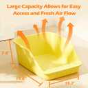 SpaceTime Large Cat Litter Box with High Sides,Cat Boxes for Indoor Cats,Cat Litter Pan for Kitty,Litter Box with Low Entry,Easy to Clean,Anti-Splashing(Grey-Yellow)
