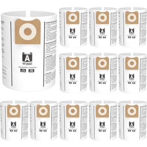 12 Pack 23743 VF3502 Vacuum Bags Compatible with Ridgid 12 to 16 Gallon Wet Dry Vacuums, High Efficiency Replacement Filter Bags for Model WD1950 WD1956 WD1850 WD1851 RV2400HF WD1450 WD1680 WD1270